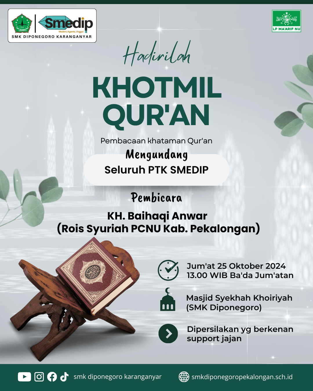 Khotmil Qur'an di SMK Diponegoro Karanganyar, Wujudkan Keberkahan dan Kebersamaan